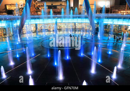 Suntec City Fountain of Wealth light show in Singapore. Stock Photo
