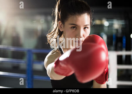 Portrait of female Chinese boxer Stock Photo