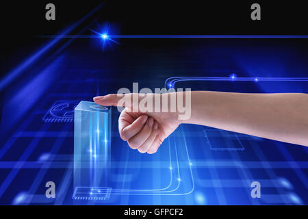 Japanese businesswoman interacting with virtual reality Stock Photo