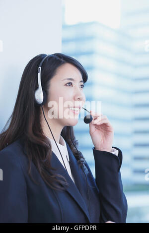 Japanese call center operator Stock Photo