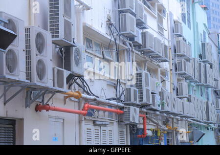 Air conditioning units installed to a building in Singapore. Stock Photo