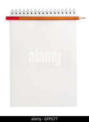 Notebook and pencil on white background, isolated Stock Photo