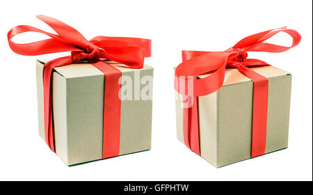Two Gift boxes with ribbon bow Stock Photo