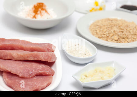 Ingredients to prepare cordon bleu Ingredients to prepare cordon bleu