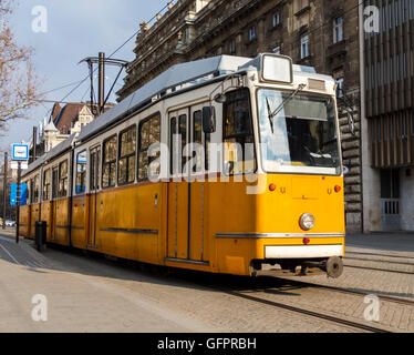 Shot of a tram taken in Budapest Hungary. Model - Ganz KCSV–7 Stock Photo
