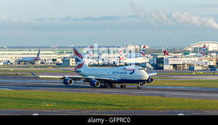 British Airways Boeing 747 on Runway. Taken at London Heathrow Airport Stock Photo