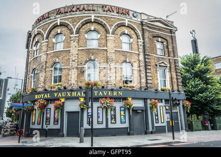 Exterior of the iconic gay pub the Royal Vauxhall Tavern in Lambeth, London, SE1, UK. Stock Photo