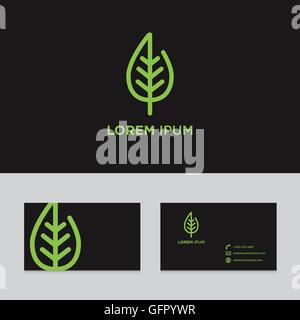 Abstract logo green leaf icon design elements business card template vector illustration Stock Vector