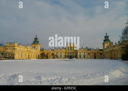 Warsaw, Poland - January 5, 2011: Winter view of Museum of King Jan III's Palace in snow. Wilanow. Stock Photo