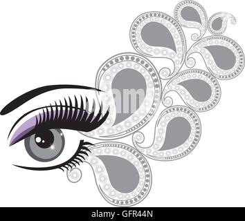 vector illustration of an eye with floral swirls Stock Vector