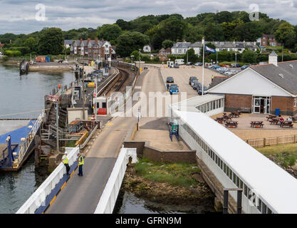 Entrance to the Isle of Wight ferry terminal at night in Portsmouth ...