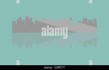 Silhouette of building and reflection Stock Vector