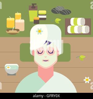 Concept flat design illustration for spa treatment. Stock Vector