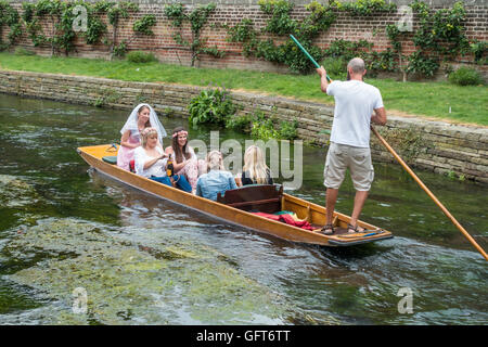 Hen Party on a Punt Trip River Stour Westgate Gardens Canterbury Kent Stock Photo