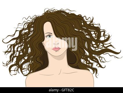 Woman with big hair vector illustration Stock Vector