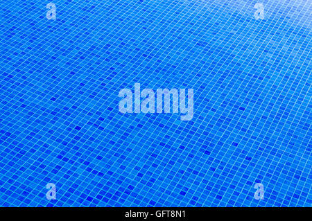 Swimming pool mosaic bottom, abstract blue background Stock Photo