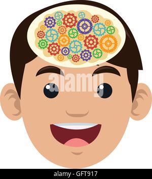 open human head with signs inside icon Stock Vector
