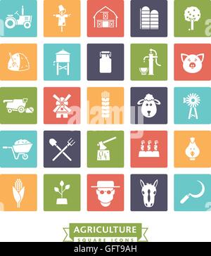 Solid color farming and agriculture vector round icons collection Stock ...