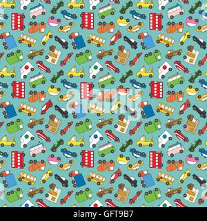 Seamless pattern from various cars, trucks and vans vector Stock Vector