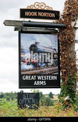 Great Western Arms pub sign, Aynho, Northamptonshire, England, UK Stock Photo