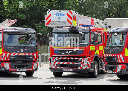 West Yorkshire Fire and Rescue Volvo Fire Engines Stock Photo