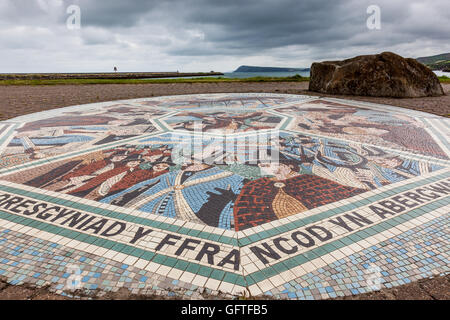 Mosaic commemorating the Last Invasion of Britain at Goodwick, Fishguard, Pembrokeshire, Wales Stock Photo