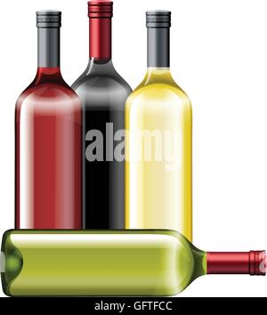 Four bottles of wine illustration Stock Vector