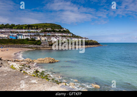 Cottages on the cliffs at New Quay, Ceredigion, Wales Stock Photo