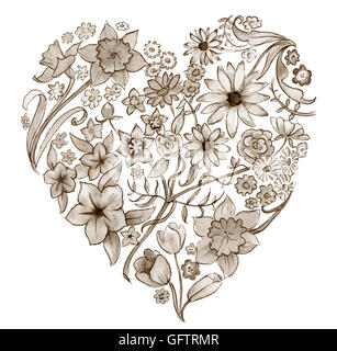 Heart with flowers Stock Photo - Alamy