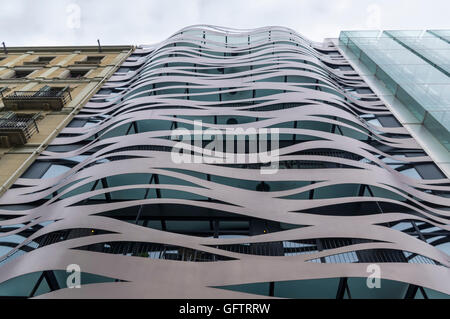 Façade of the Suites Avenue Building by architect Toyo Ito on Passeig de Gràcia, Barcelona, Spain. Stock Photo