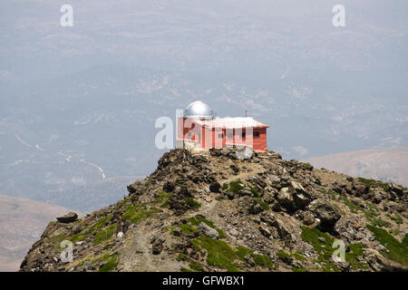 Old restored 1902 observatory Mojon del Trigo, KYOTO reflector telescope, Sierra Nevada, Andalusia, Spain. Stock Photo