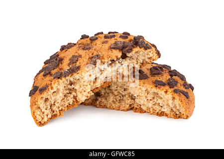 Oatmeal cookies with chocolate isolated on white background Stock Photo