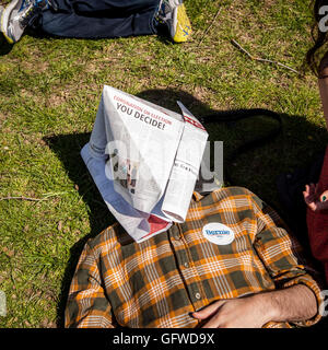 2016 March 17, USA, New York, Brooklyn. Democratic presidential nomination candidate Bernie Sanders rally in Prospect Park. Stock Photo