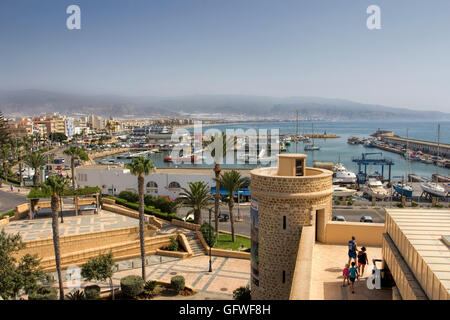 View of the marina and coast  from Castillo de Santa Ana, Roquetas de Mar, Costa Almeria, Spain Stock Photo