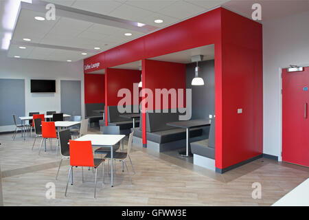 seating area in a staff welfare area in a new London factory. Clean smart, well designed. Stock Photo