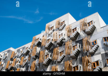 Architectural detail of windows on facade on Scottish Parliament building in Edinburgh Scotland , United Kingdom Stock Photo