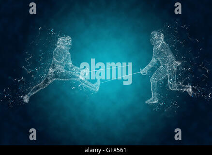 Illustration of abstract sabre fencers in action. Crystal ice effect Stock Photo