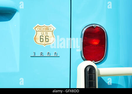 1965 Blue Split Screen Volkswagen camper van rear end Stock Photo