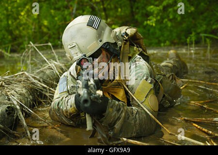 Green Beret in action Stock Photo