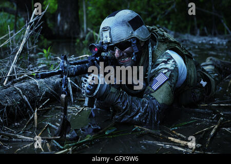 Green Beret in action Stock Photo