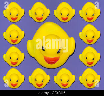 Stand Out Concepts with yellow plastic ducks. Stock Photo