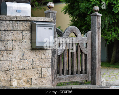 Old rustic wooden gate Stock Photo