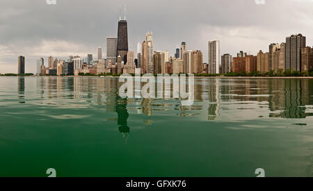 Chicago skyline. Chicago lakefront in the morning light. Panoramic View. Stock Photo