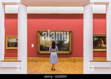 London, UK. 3rd August, 2016. Snow Storm: Hannibal and his Army Crossing the Alps - Works by JMW Turner, which have returned home to the Clore Gallery of the Tate Britain following a major international tour to the USA and Canada. Highlights include: Norham Castle – Sunrise: a much-loved painting from late in Turner’s career, showing an atmospheric vision of the British landscape bathed in sunlight; Peace – Burial at Sea: iend, the artist David Wilkie; and The Dogano, San Giorgio: a beautiful late painting of Venice’s Credit:  Guy Bell/Alamy Live News Stock Photo