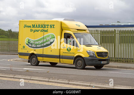 Morrisons market st shop online grocery food delivery van Stock Photo