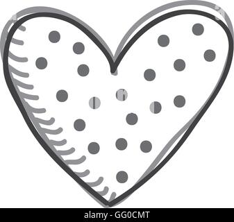 monochrome silhouette heart shape with dotted around Stock Vector Image ...