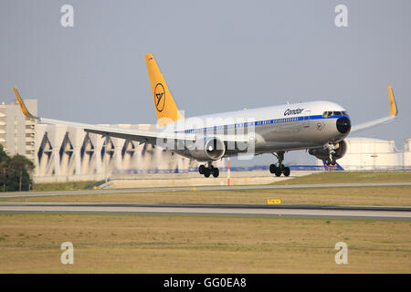 Frankurt/Germany March 12, 2014: Condor retro Boeing 767 at Frankfurt Airport. Stock Photo