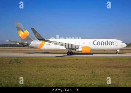 Frankfurt /Germany March 18, 2014: Boeing 767 from Condor at Frankfurt Airport. Stock Photo