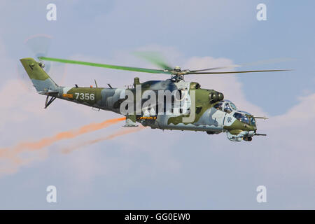 HRADEC KRALOVE, CZECH REPUBLIC - SEPT 5:Czech Air Force Mi-24V at Czech International Air Fest Air Show. Stock Photo