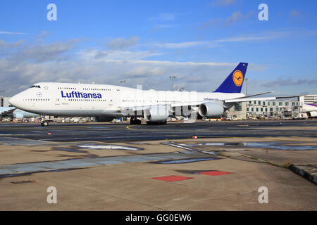 Frankfurt/Germany June 8, 2008: boeing 748 from Lufthansa at Frankfurt Airport Stock Photo